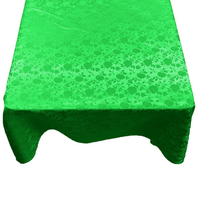 Neon Green Square Tablecloth Roses Jacquard Satin Overlay for Small Coffee Table Seamless
