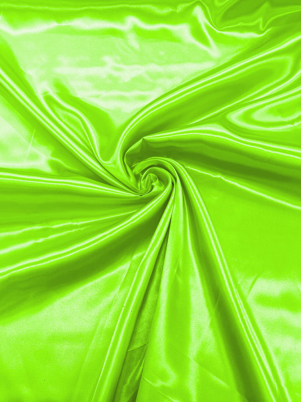 Neon Green Shiny Charmeuse Satin Fabric for Wedding Dress/Crafts Costumes/58” Wide /Silky Satin