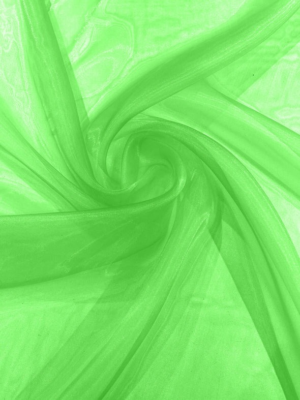 Neon Green 58/60"Wide 100% Polyester Soft Light Weight, Sheer Crystal Organza Fabric Sold By The Yard