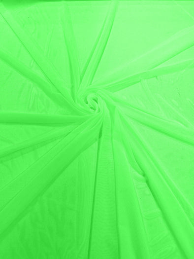 Neon Lime 58/60" Wide Solid Stretch Power Mesh Fabric Spandex/ Sheer See-Though/Sold By The Yard.