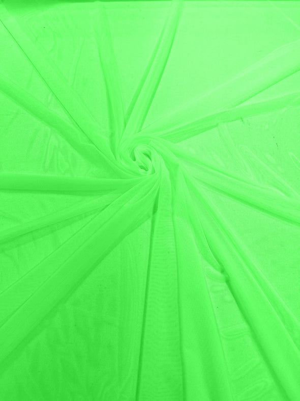 Neon Lime 58/60" Wide Solid Stretch Power Mesh Fabric Spandex/ Sheer See-Though/Sold By The Yard.