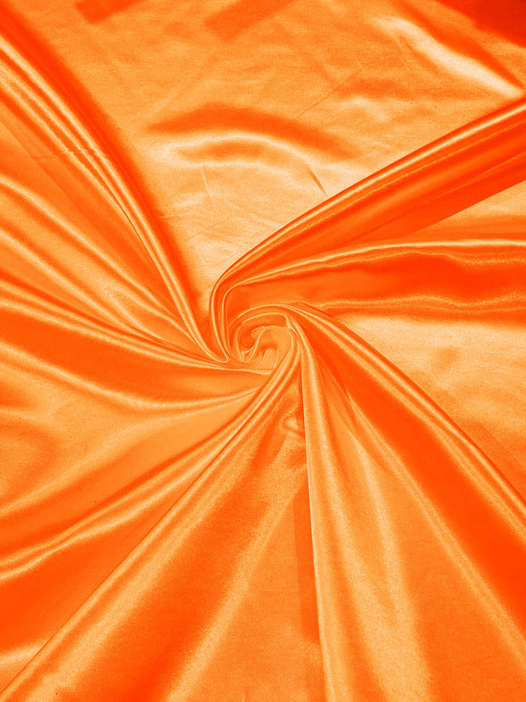 Neon Orange Heavy Shiny Bridal Satin Fabric for Wedding Dress, 60" inches wide sold by The Yard. Modern Color
