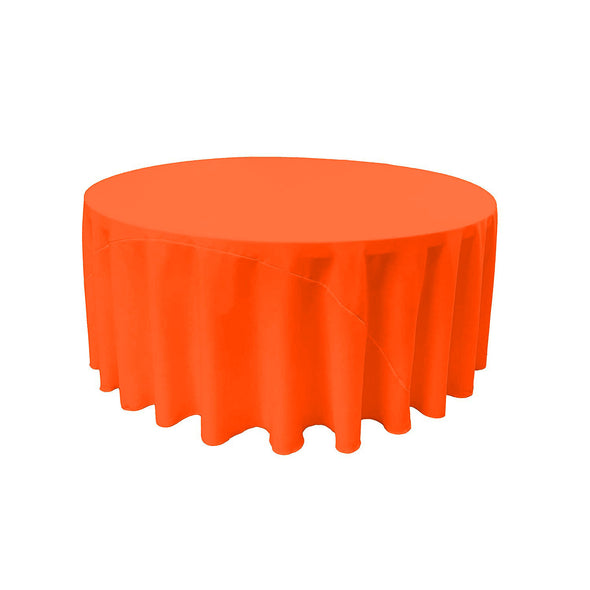 Neon Orange Solid Round Polyester Poplin Tablecloth With Seamless