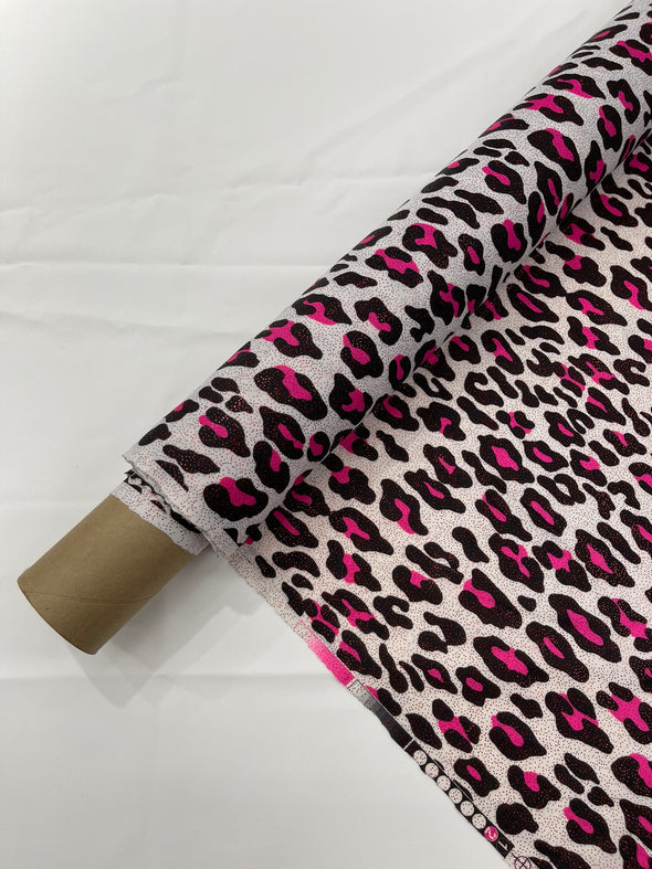 Foil Leopard Print On a Stretch Nylon Spandex Tricot/Milliskin -Sold by the yard.