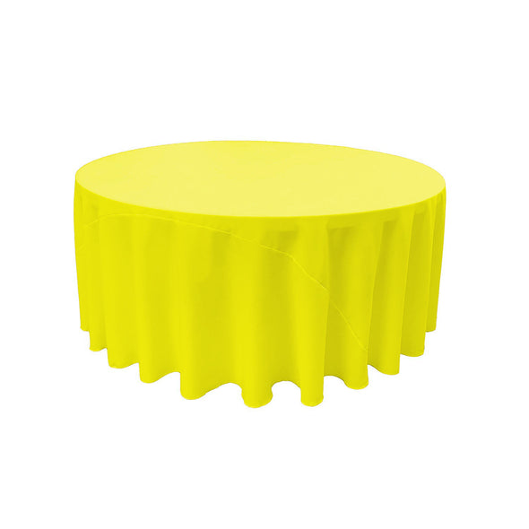 Neon Yellow Solid Round Polyester Poplin Tablecloth With Seamless