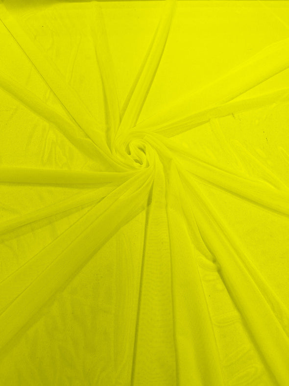 Neon Yellow 58/60" Wide Solid Stretch Power Mesh Fabric Spandex/ Sheer See-Though/Sold By The Yard.
