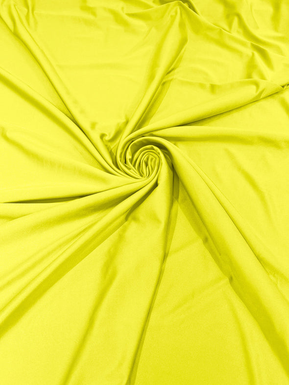 Neon Yellow Shiny Milliskin Nylon Spandex Fabric 4 Way Stretch 58" Wide Sold by The Yard