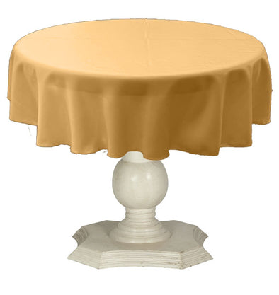 Neutro Gold Round Tablecloth Solid Dull Bridal Satin Overlay for Small Coffee Table Seamless