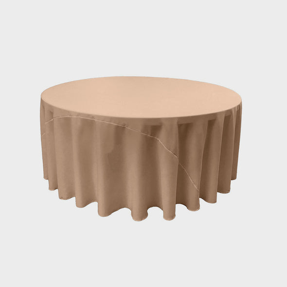 Nude Solid Round Polyester Poplin Tablecloth With Seamless
