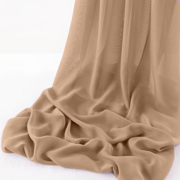 Nude Pack of 5 10ft Wool Dobby Chiffon Table Runner 29x120 Inches Runner for Wedding, Decorations for Birthday Parties, Banquets, Engagements, Sheer