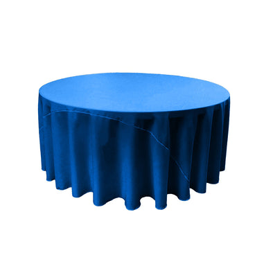 Ocean Blue Solid Round Polyester Poplin Tablecloth With Seamless