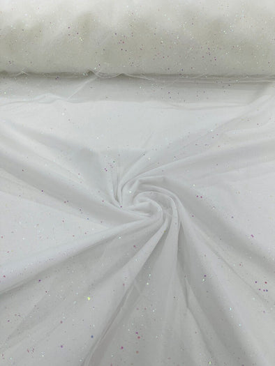 Off White Iridescent Glitter tulle sequins / tulle glitter for dresses/ mesh glitter fabric/ costume fabric/ wholesale