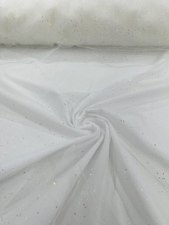 Off White Iridescent Glitter tulle sequins / tulle glitter for dresses/ mesh glitter fabric/ costume fabric/ wholesale