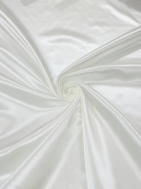 Off White Heavy Shiny Bridal Satin Fabric for Wedding Dress, 60" inches wide sold by The Yard. Modern Color