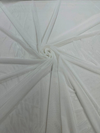 Off White 58/60" Wide Solid Stretch Power Mesh Fabric Spandex/ Sheer See-Though/Sold By The Yard.