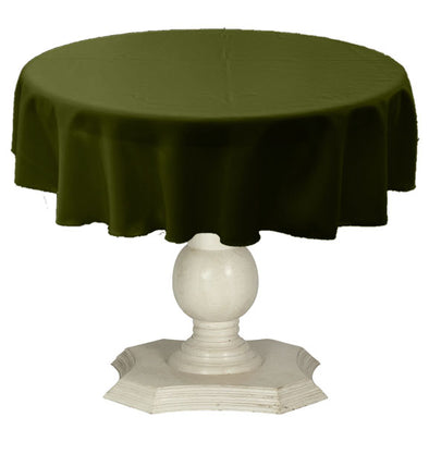 Olive Green Round Tablecloth Solid Dull Bridal Satin Overlay for Small Coffee Table Seamless