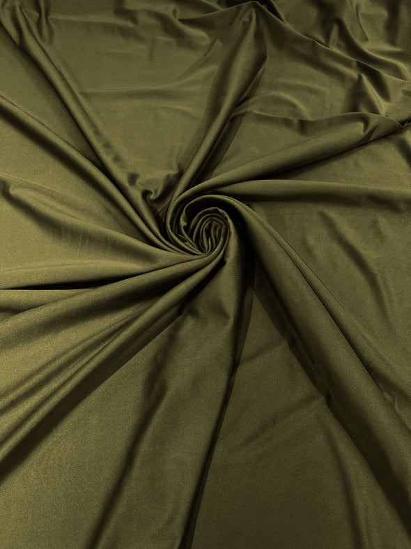 Olive Green Shiny Milliskin Nylon Spandex Fabric 4 Way Stretch 58" Wide Sold by The Yard