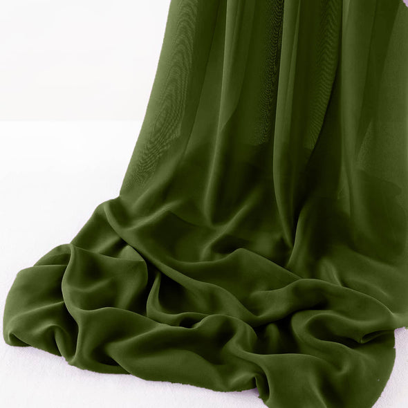 Olive Green Pack of 10 10ft Wool Dobby Chiffon Table Runner 29x120 Inches Runner for Wedding, Decorations for Birthday Parties, Banquets, Engagements, Sheer