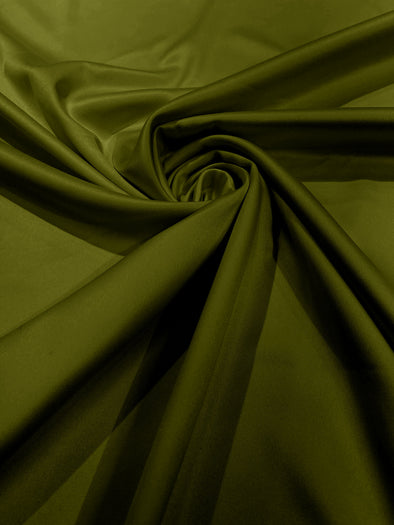 Olive Green Matte Stretch Lamour Satin Fabric 58" Wide/Sold By The Yard. New Colors