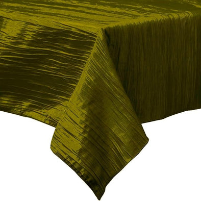 Olive Green Square Light Weight Accordion Design Crushed Taffeta Seamless Table Overlay.