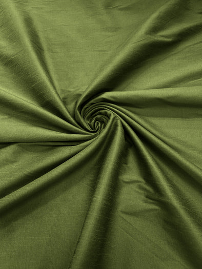 Olive Polyester Dupioni Faux Silk Fabric/ 55” Wide/Wedding Fabric/Home Décor.