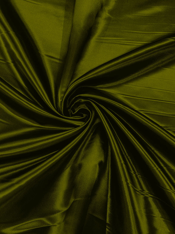 Olive Heavy Shiny Bridal Satin Fabric for Wedding Dress, 60" inches wide sold by The Yard. Modern Color
