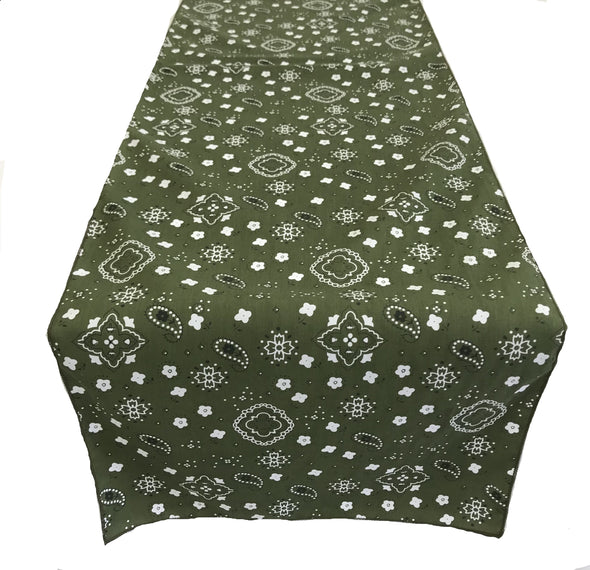 12" Wide x 108" Long, Bandanna Print Poly Cotton Table Runner.