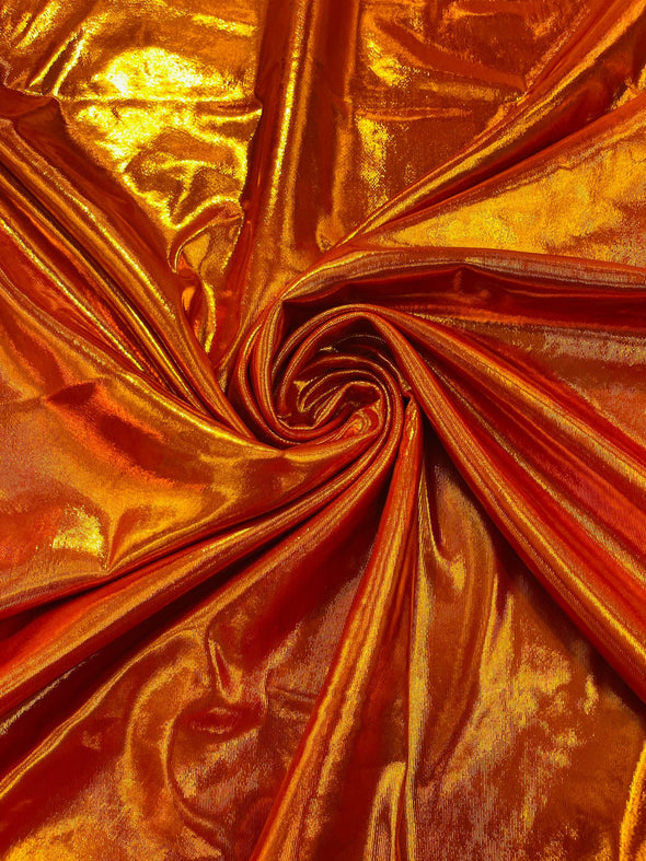 Orange Gold Metallic Lame Foil/ Polyester Fabric/Stretch Fabric/Light Weight/ 58 Inches Wide