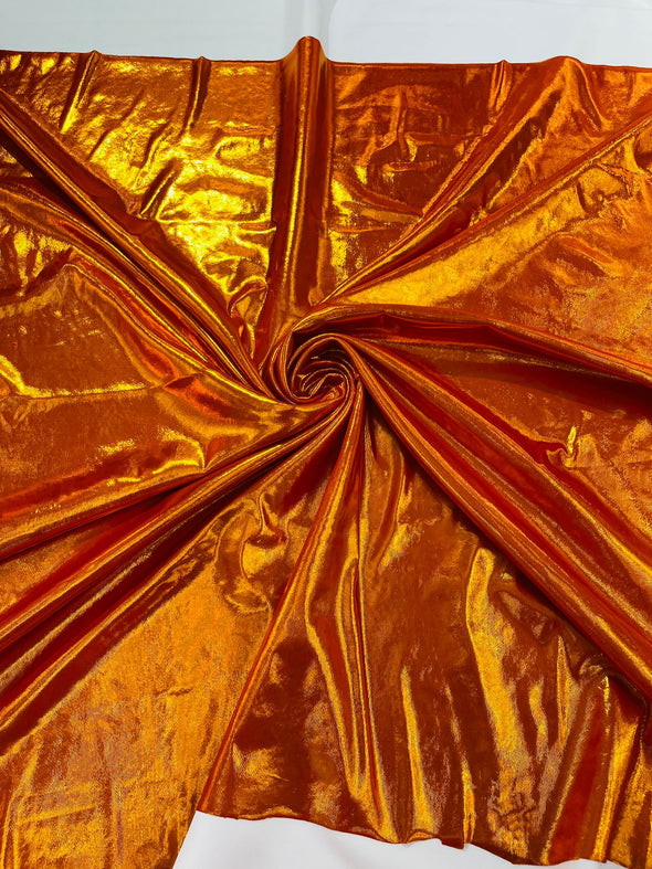 Orange Gold Metallic Lame Foil/ Polyester Fabric/Stretch Fabric/Light Weight/ 58 Inches Wide