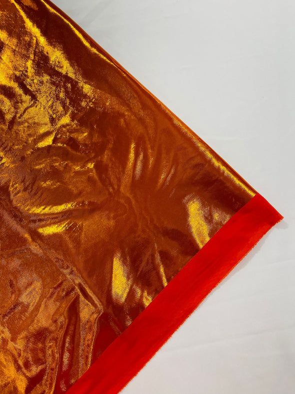 Orange Gold Metallic Lame Foil/ Polyester Fabric/Stretch Fabric/Light Weight/ 58 Inches Wide