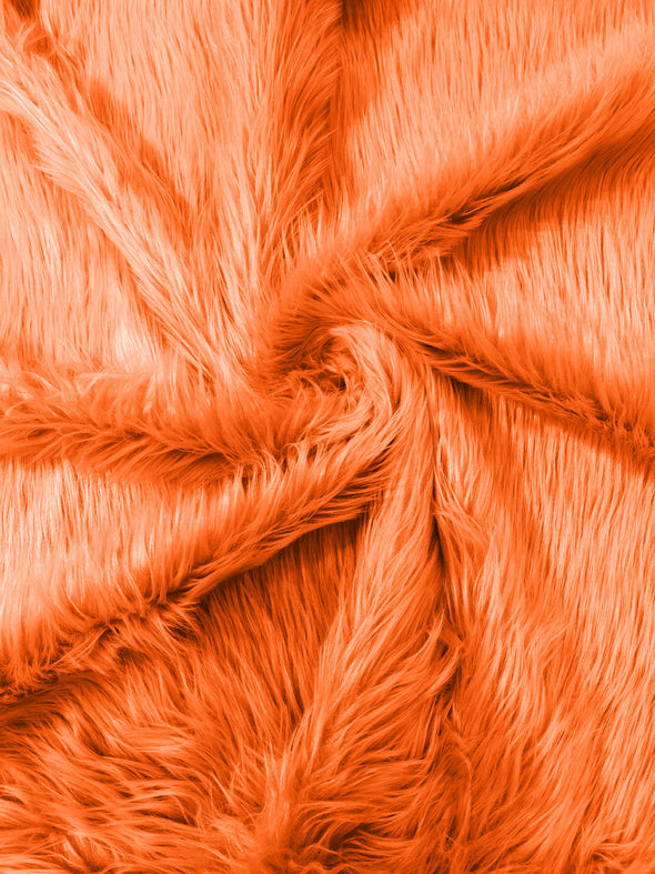 Orange Long Pile Soft Faux Fur Fabric for Fur suit, Cosplay Costume, Photo Prop, Trim, Throw Pillow, Crafts.