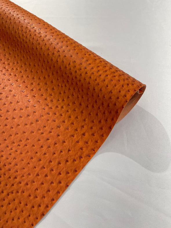 Orange 54” Wide Ostrich Fake Leather Upholstery, 3-D Ostrich Skin Texture Faux Leather PVC Vinyl Fabric Sold by The Yard.