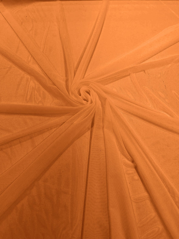 Orange 58/60" Wide Solid Stretch Power Mesh Fabric Spandex/ Sheer See-Though/Sold By The Yard.