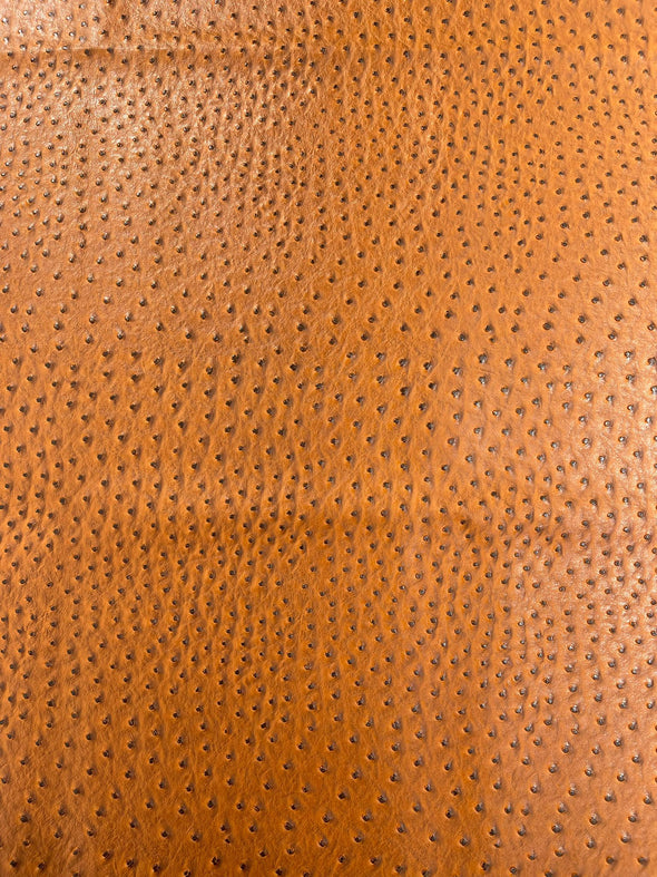 Orange 54” Wide Ostrich Fake Leather Upholstery, 3-D Ostrich Skin Texture Faux Leather PVC Vinyl Fabric Sold by The Yard.