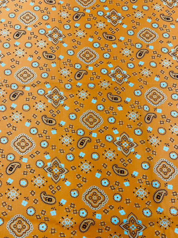 58/59" Wide 65% Polyester 35 Percent Poly Cotton Bandanna Print Fabric, Good for Face Mask Covers, Sold By The Yard