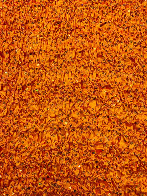 Pleated Stretch Satin Ruffle lace Trim With Hologram Sequin/24" Wide/Sold By The Yard.