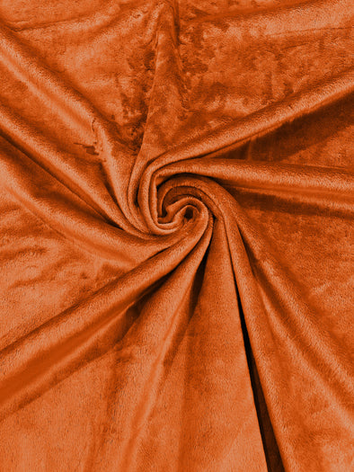 Orange Minky Solid Silky Plush Faux Fur Fabric - Sold by the yard