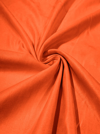 Orange Faux Suede Polyester Fabric | Microsuede | 58" Wide | Upholstery Weight, Tablecloth, Bags, Pouches, Cosplay, Costume