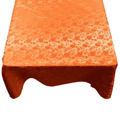 Orange Square Tablecloth Roses Jacquard Satin Overlay for Small Coffee Table Seamless