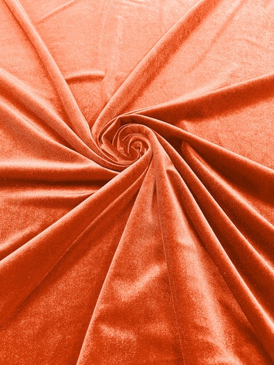 Orange 60" Wide 90% Polyester 10 percent Spandex Stretch Velvet Fabric for Sewing Apparel Costumes Craft, Sold By The Yard.