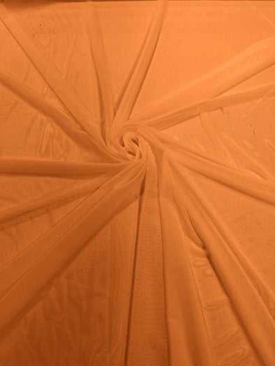 Orange 58/60" Wide Solid Stretch Power Mesh Fabric Spandex/ Sheer See-Though/Sold By The Yard.