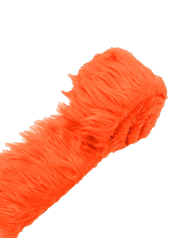 Orange Long Pile Soft Faux Fur Fabric STRIP for Fur suit, Cosplay Costume, Photo Prop, Trim, Throw Pillow, Crafts.