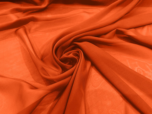 Orange Polyester 58/60" Wide Soft Light Weight, Sheer, See Through Chiffon Fabric Sold By The Yard.