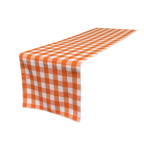 Orange 12" Wide by The Size of Your Choice, Polyester Poplin Gingham, Checkered, Plaid Table Runner.