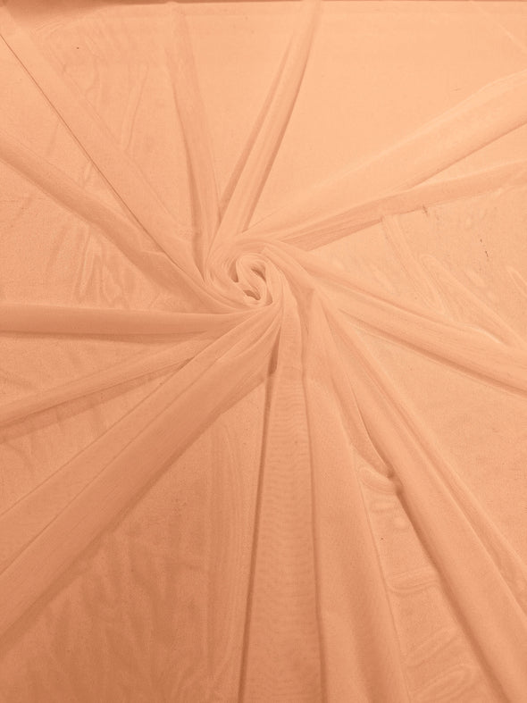 Peach 58/60" Wide Solid Stretch Power Mesh Fabric Spandex/ Sheer See-Though/Sold By The Yard.