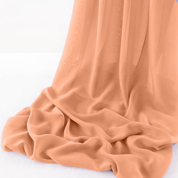 Peach Pack of 5 10ft Wool Dobby Chiffon Table Runner 29x120 Inches Runner for Wedding, Decorations for Birthday Parties, Banquets, Engagements, Sheer