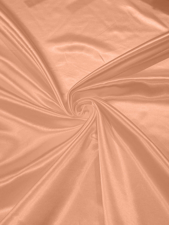 Peach Heavy Shiny Bridal Satin Fabric for Wedding Dress, 60" inches wide sold by The Yard. Modern Color