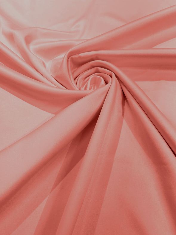 Peach Matte Stretch Lamour Satin Fabric 58" Wide/Sold By The Yard. New Colors