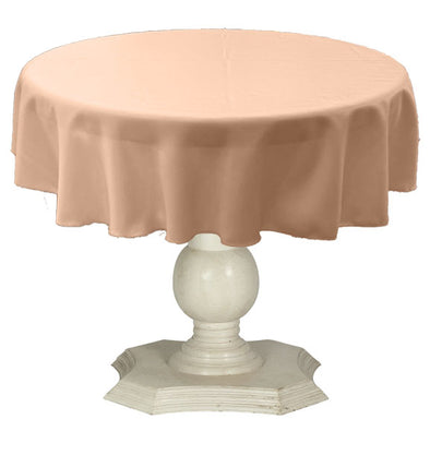 Peach Round Tablecloth Solid Dull Bridal Satin Overlay for Small Coffee Table Seamless