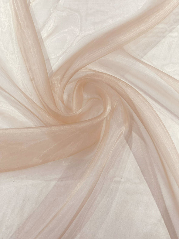Peach 58/60"Wide 100% Polyester Soft Light Weight, Sheer Crystal Organza Fabric Sold By The Yard